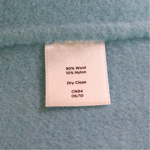 Talbots Size M Boiled Wool Ruffle Jacket 3/4 Sleeve Powder Blue - Picture 9 of 9